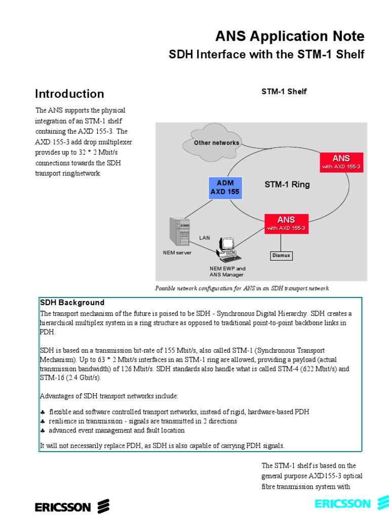 SDH Interface With STM-1 Shelf | PDF | Telecommunications Standards ...