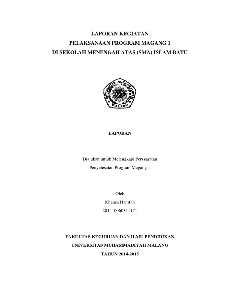Contoh Laporan Magang 1 | PDF