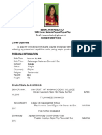 Ebralyn M. Rebusto 1053 Purok Kaimito Cogon Digos City Email: R Contact: 0 9094777336 Career Objectives