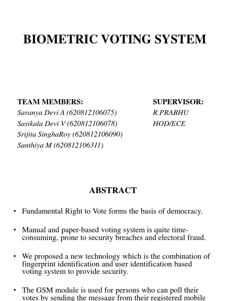 Biometric Voting System Overview | PDF | Identity Document | Fingerprint