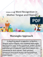 Teaching Word Recognition in Mother Tongue and Filipino
