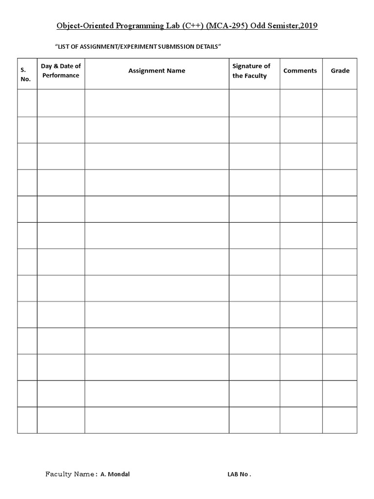 C++ OOP Lab Assignments 2019 | PDF