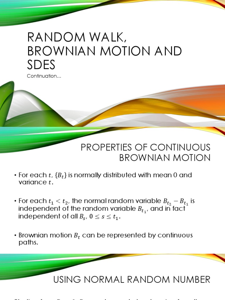 Random Walk, Brownian Motion and Sdes: Continuation | PDF | Teaching ...