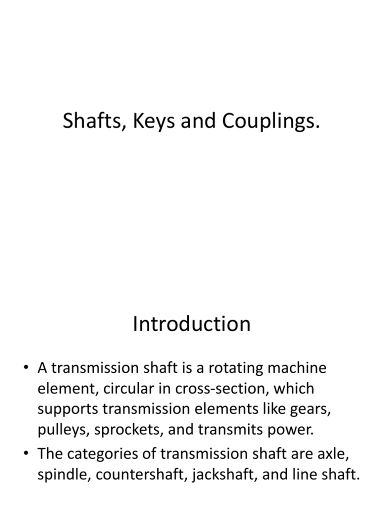 Shafts, Keys and Couplings PDF Applied And Interdisciplinary