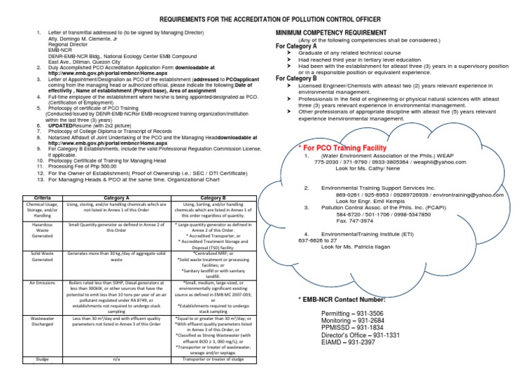 PCO Accreditation Requirements Guide | PDF | Sewage Treatment ...