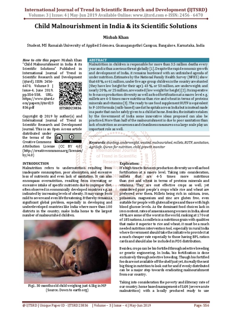 Child Malnourishment in India and Its Scientific Solutions | PDF ...