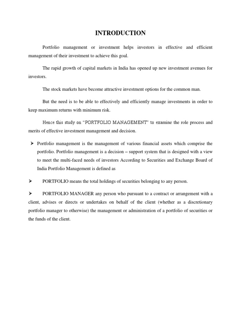 Portfolio ManagementUnicon Investment Solutions PDF