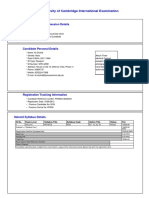 University of Cambridge International Examination: Exam Location and Session Details