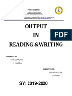 Output IN Reading &writing: Republic of The Philippines Department of Education Region VIII - Eastern Visayas