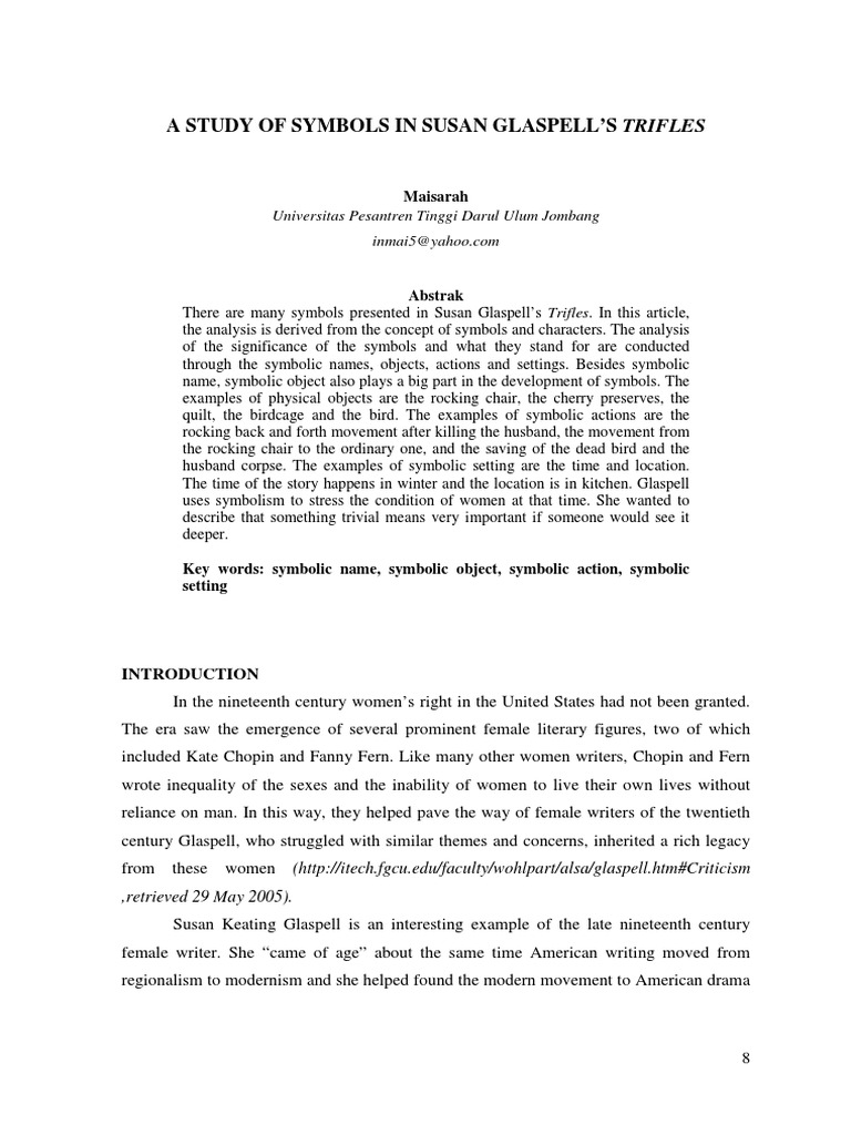 A Study of Symbols in Trifles PDF Symbols