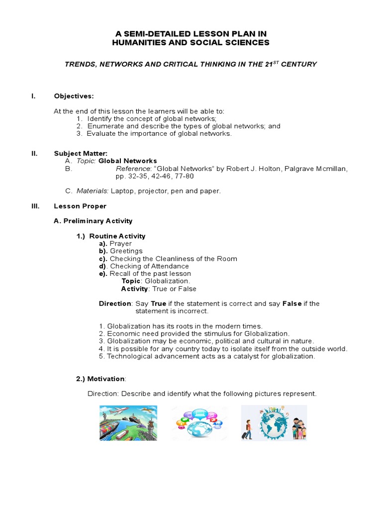 Global Networks Lesson Plan | PDF | Globalization | Question