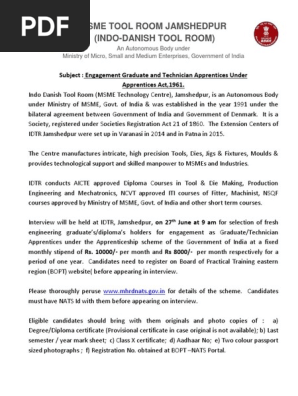 Idtr 2019 20 Announcement Apprenticeship Mechanical Engineering
