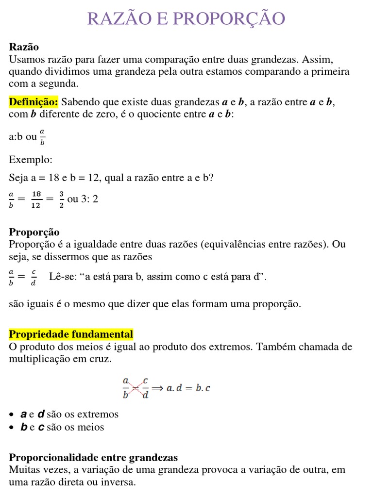 #15 Razão e Proporção | PDF | Razão/Proporção | Ensino de Matemática