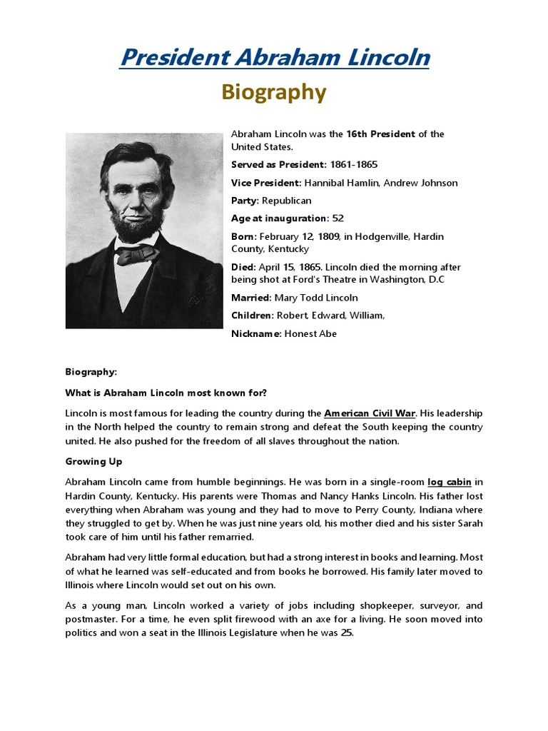 Biography Abraham Lincoln.docx Abraham Lincoln Confederate States