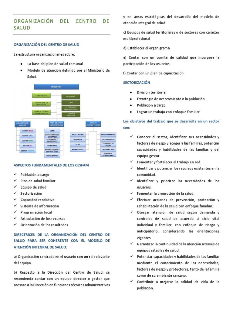 Organización y Funciones del Centro de Salud | PDF | Hospital | Salud y ...