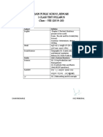 Class Test Syllabus CLASS VIII