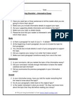 Informative Essay Writing Checklist PDF