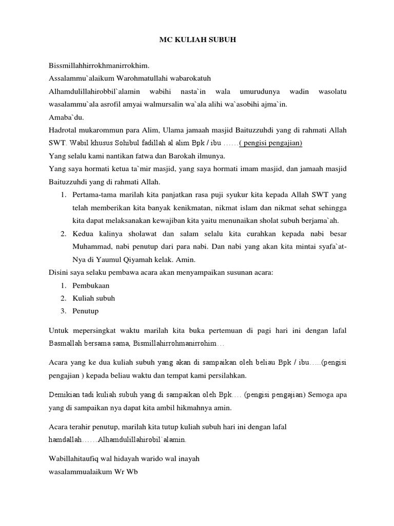 Mc Kuliah Subuh Pdf