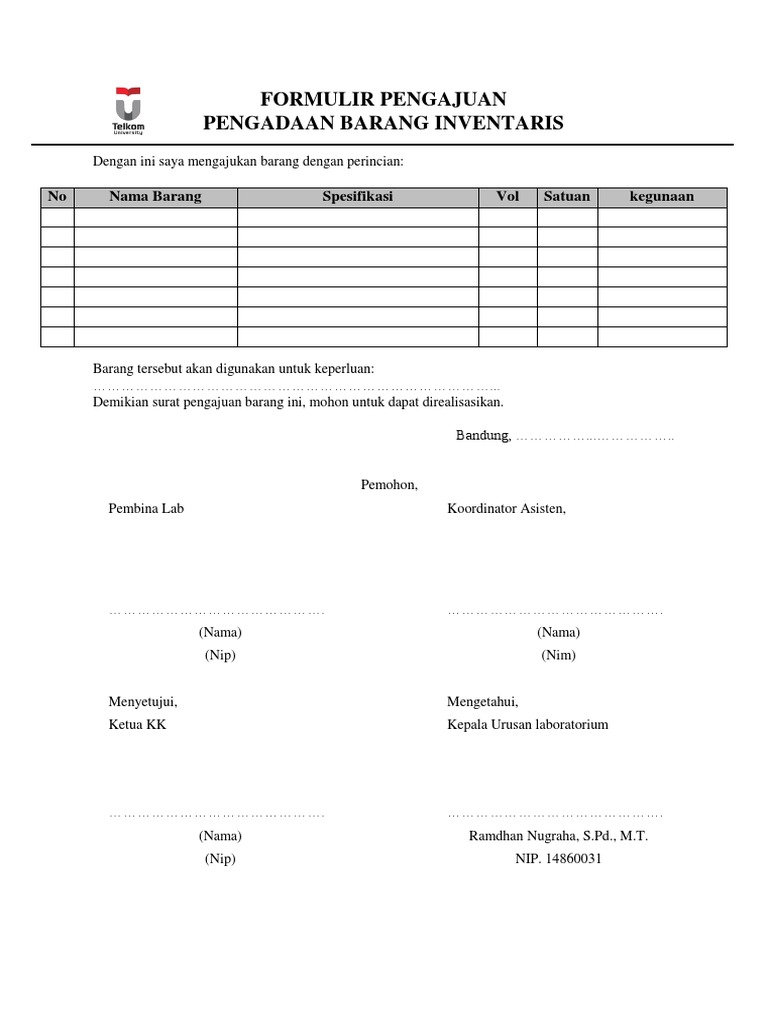 Pengajuan Barang - Guru Paud