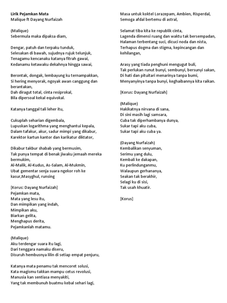 Lirik Pejamkan Mata Pdf