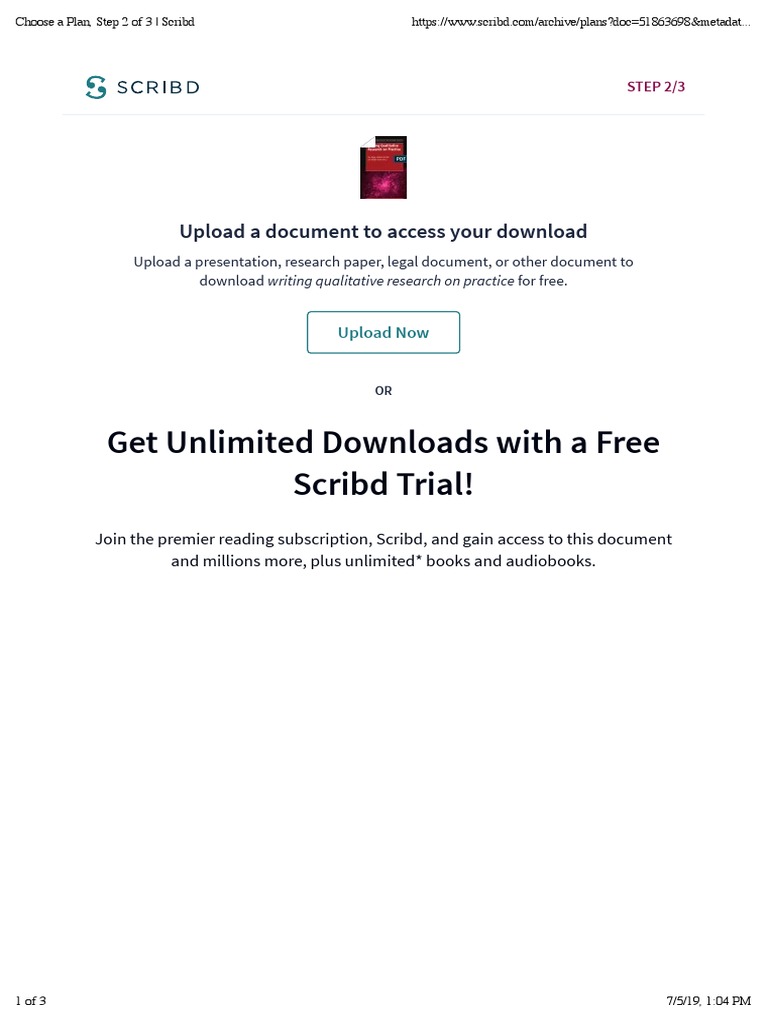 Get Unlimited Downloads With A Free Scribd Trial! Upload A Document To Access Your Download
