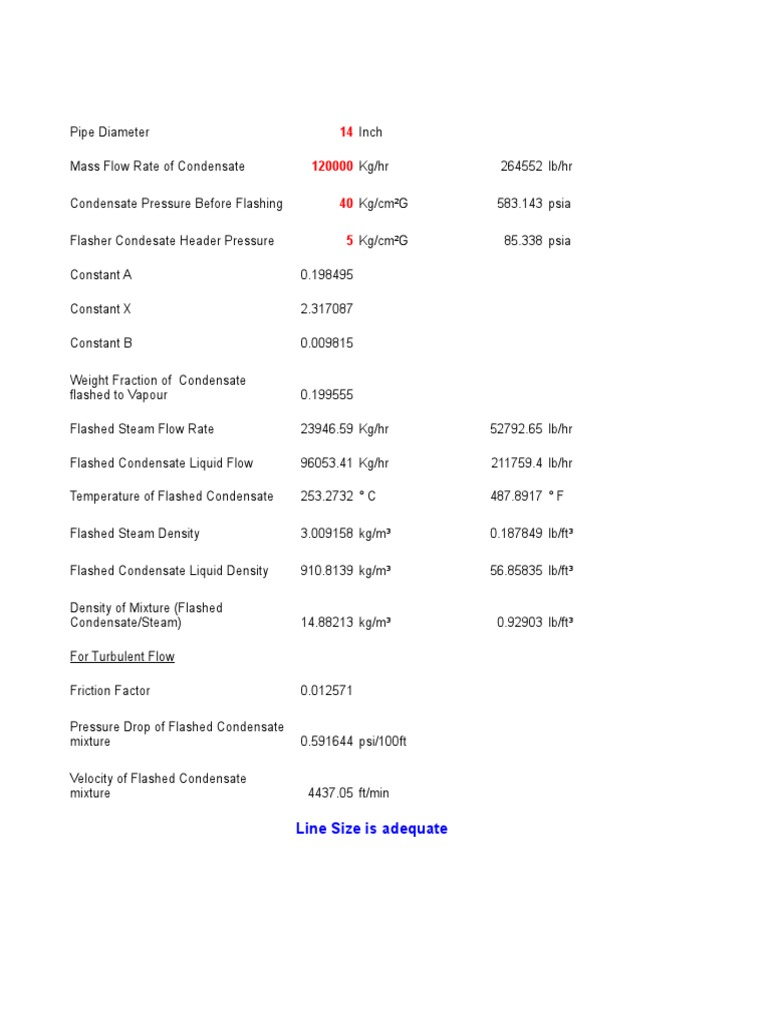 Condensate Pipe Sizing Analysis | PDF