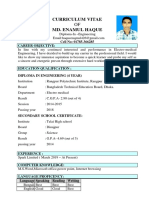 Curriculum Vitae Md. Enamul Haque: Cell No: 01785-366285 Career Objective
