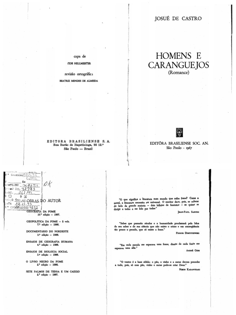 Livro - Homens e Caranguejos - Josué de Castro PDF | PDF | Natureza