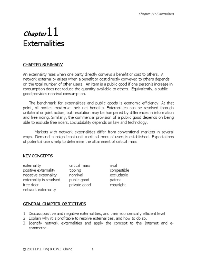 Chapter 11 Externalities PDF | PDF | Externality | Public Good
