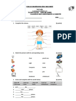 Evaluación de Inglés Correspondiente Al Ii Quimestre