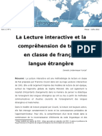 Lecture Interactive Et Compréhension de Lecture en FLE 2012 PDF