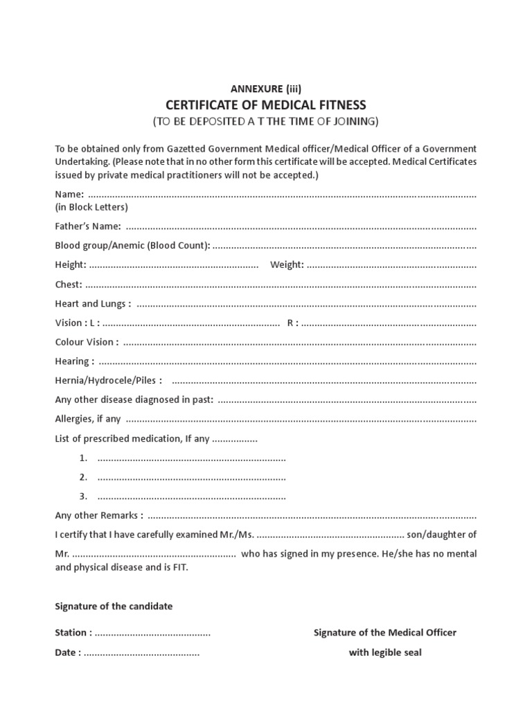 Medical Fitness PDF | Download Free PDF | Diseases And Disorders ...