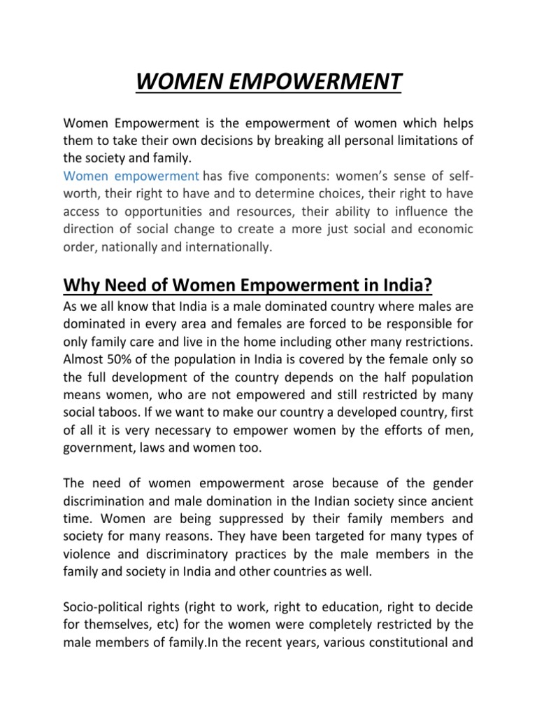 Why Need of Women Empowerment in India? | PDF | Empowerment | Family