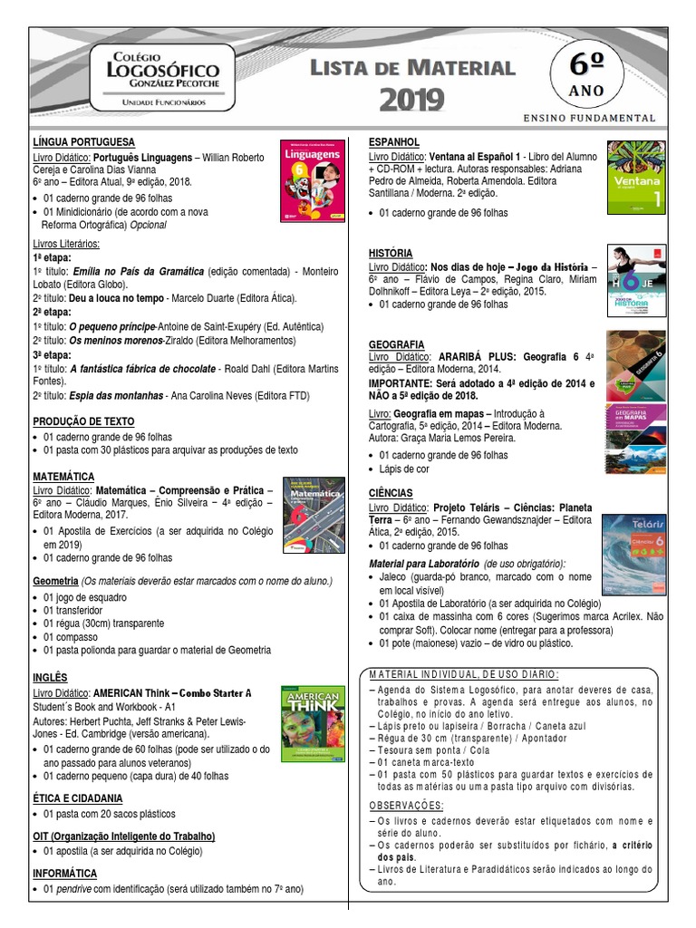 Livros didáticos e materiais para o 6o ano | PDF | Livros