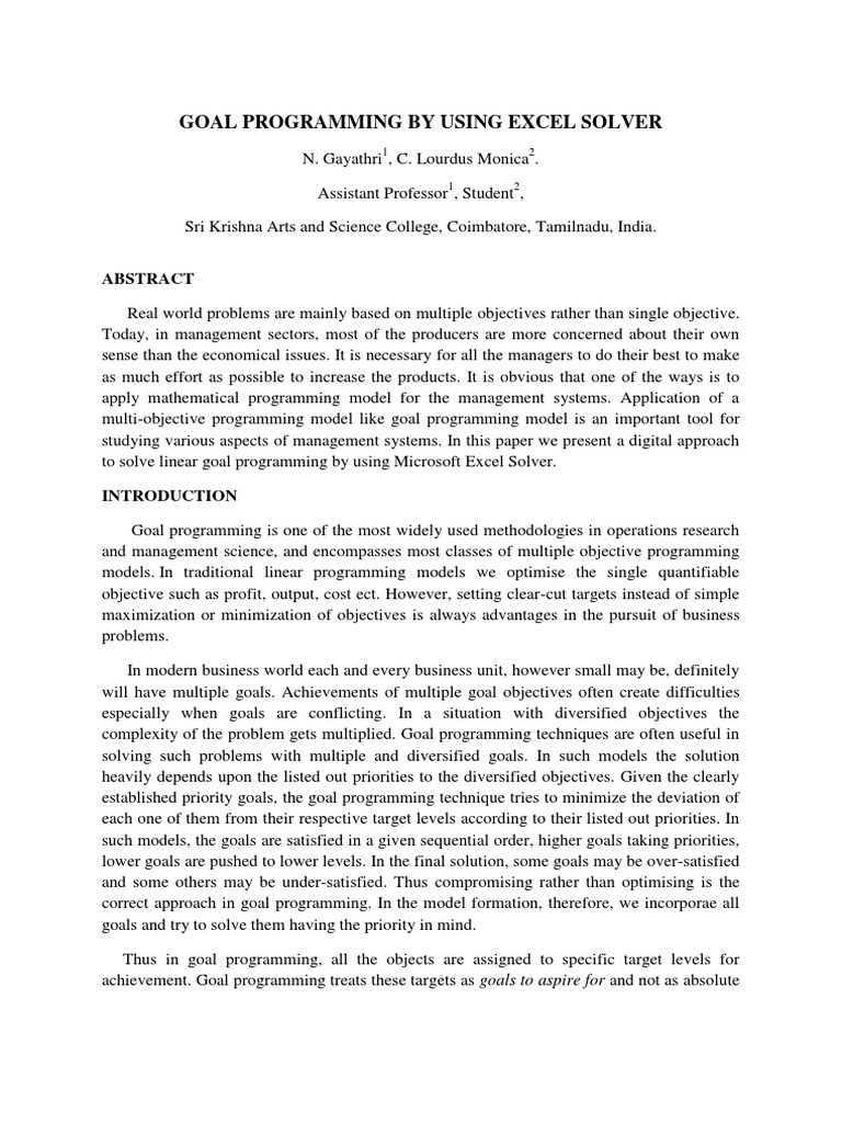Goal Programming 1 | PDF | Mathematical Optimization | Linear Programming