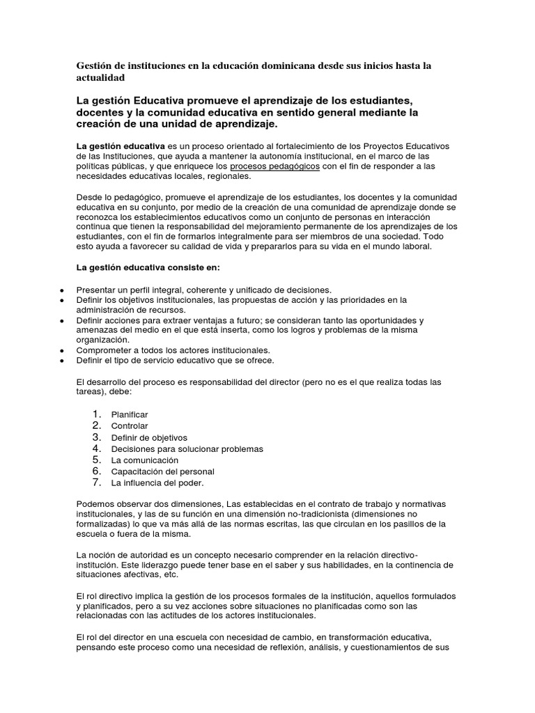 Gestión educativa en República Dominicana | PDF | Burocracia ...