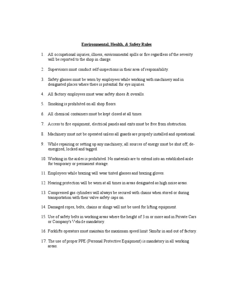 EHS Rules for Omegadyne Inc. | PDF | Technology & Engineering
