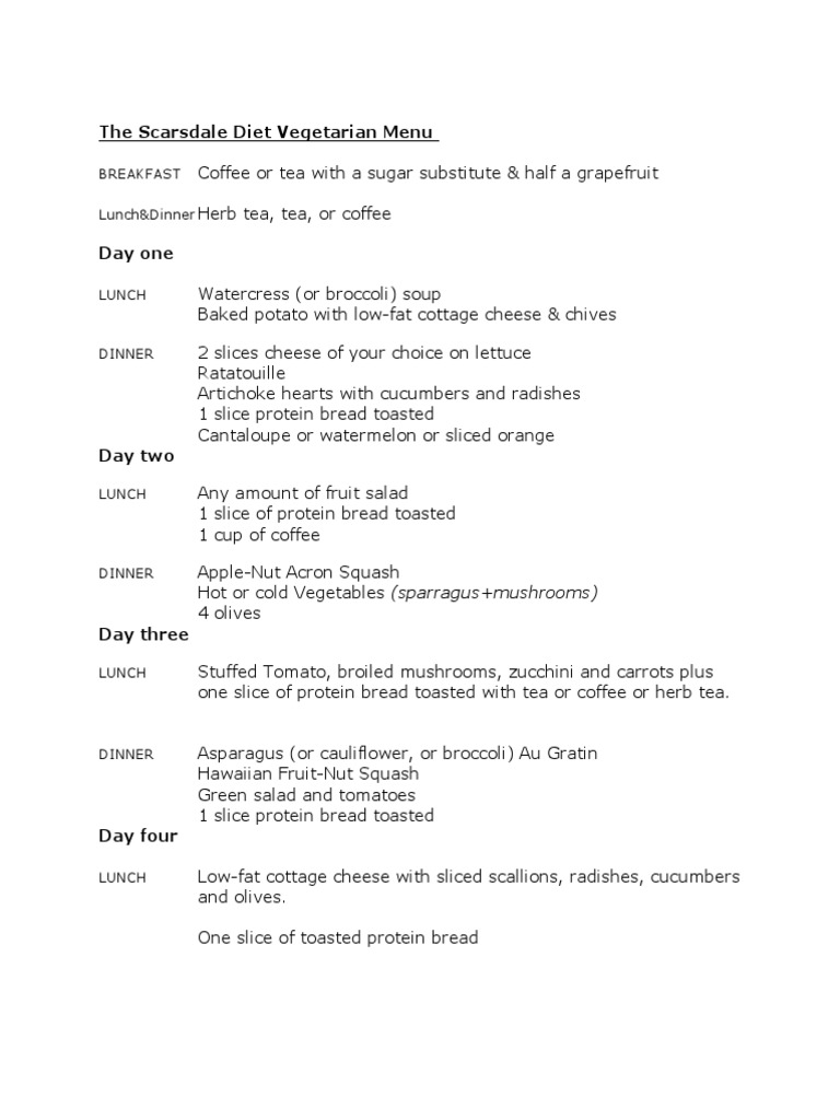 VEGETARIAN Scarsdale Diet PDF Salad Lunch