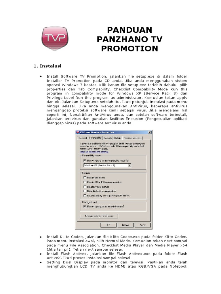Panduan Instalasi Panzhano TV Promotion | PDF