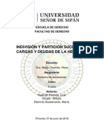 Indivisión y Partición Sucesoria. Cargas y Deudas de La Herencia