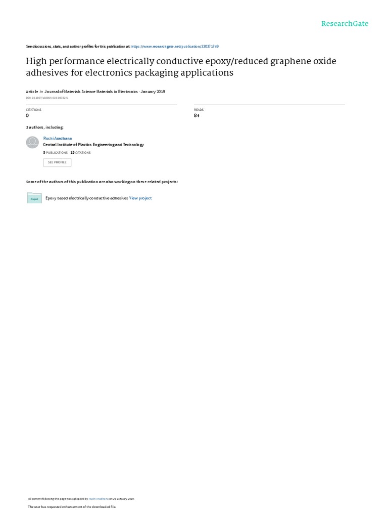 しおん 10.1007s10854 019 00722 5 PDF | PDF | Epoxy | Graphene
