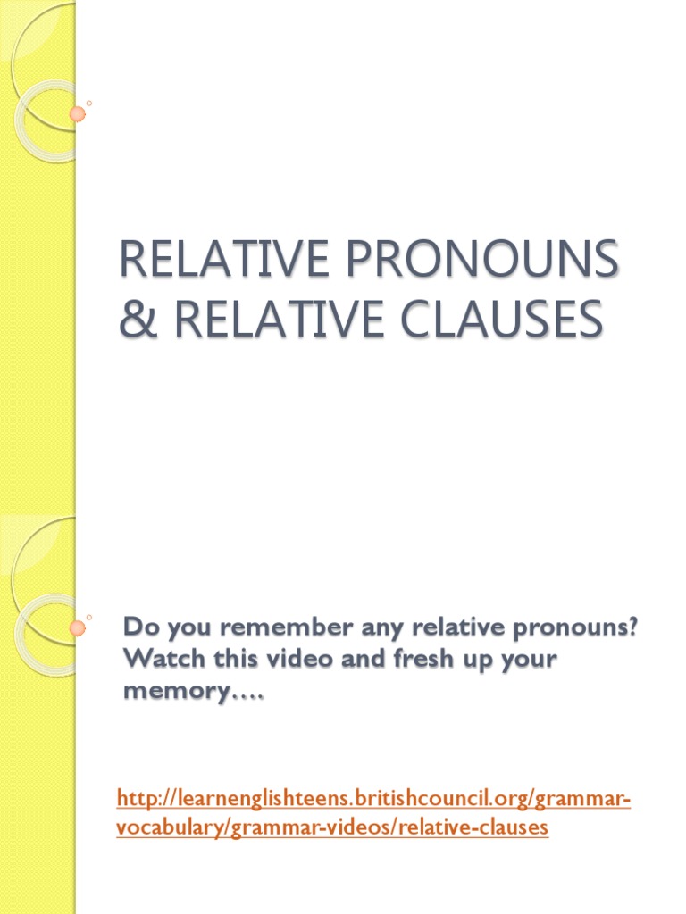Understanding Relative Pronouns & Clauses | PDF | Foreign Language ...