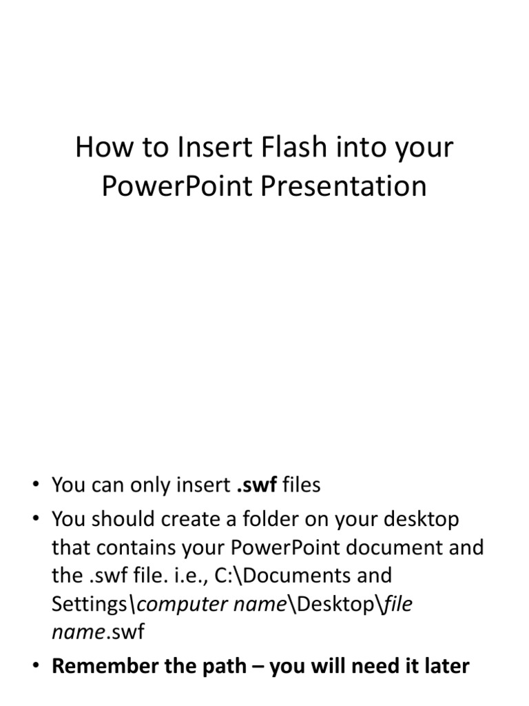 Insert SWF Files in PowerPoint | PDF | Computers