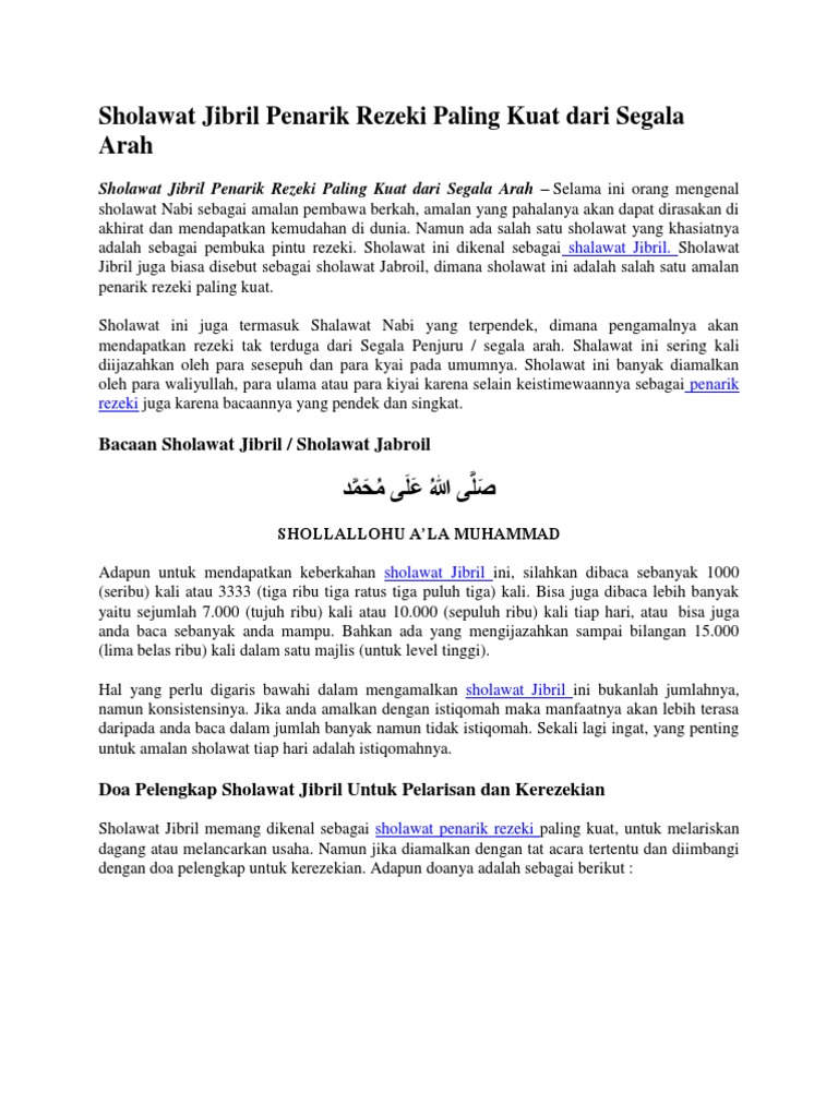Sholawat Jibril Dan Artinya