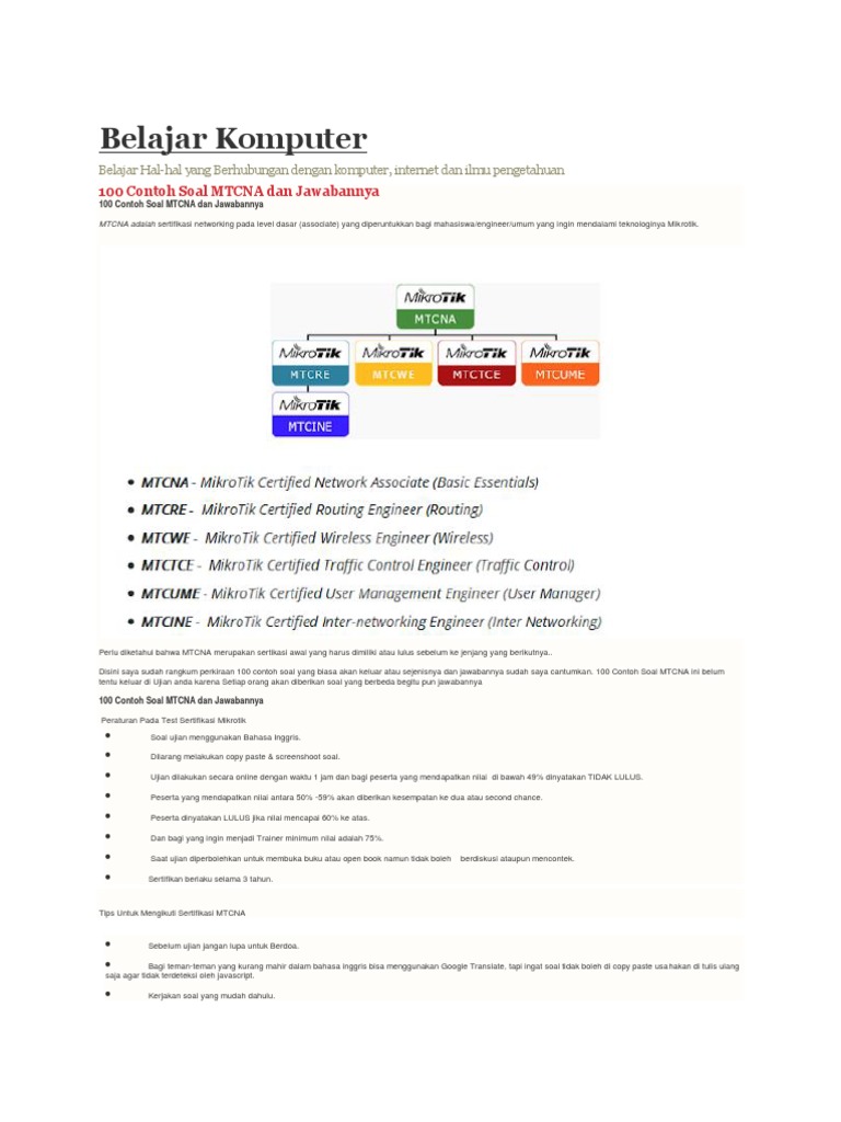 Soal Mtcna Dan Jawabannya Studi Indonesia