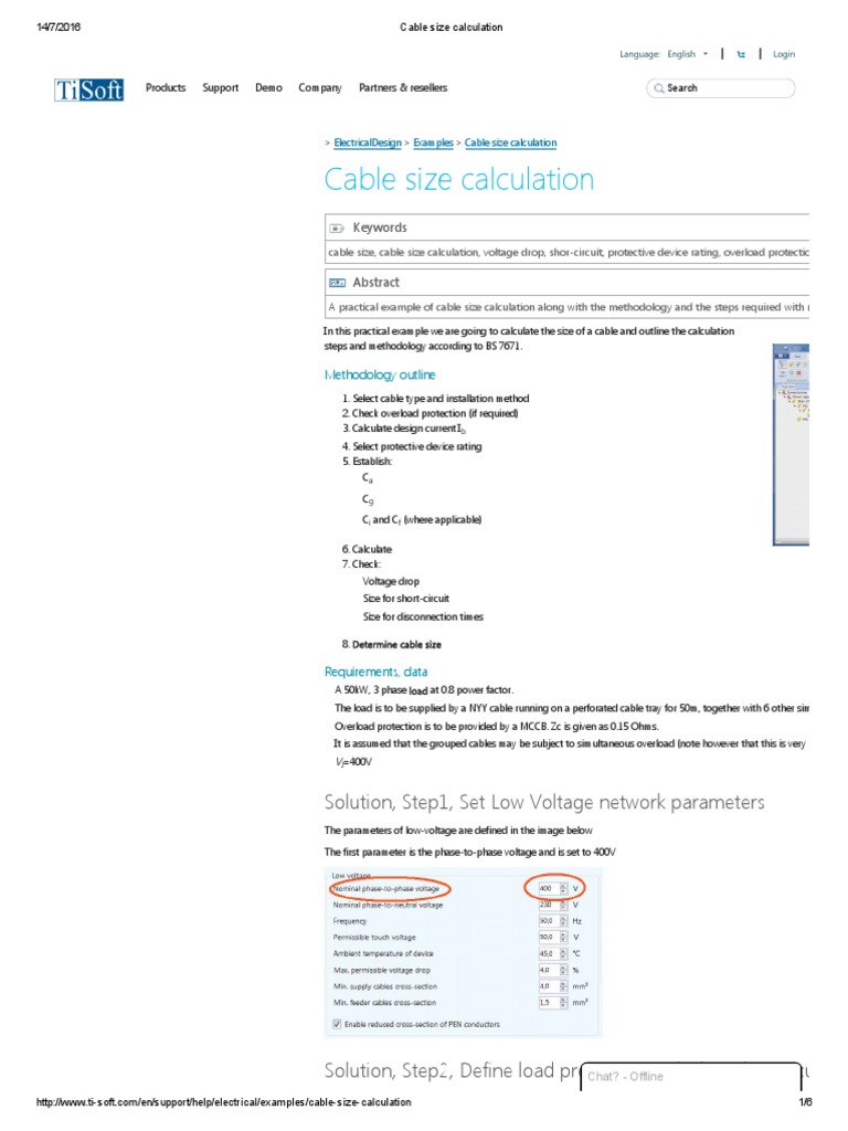 Cable Size Calculation PDF PDF Power Supply Fuse (Electrical)