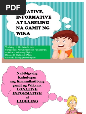 Conative Informative At Labeling Na Gamit Ng Wika