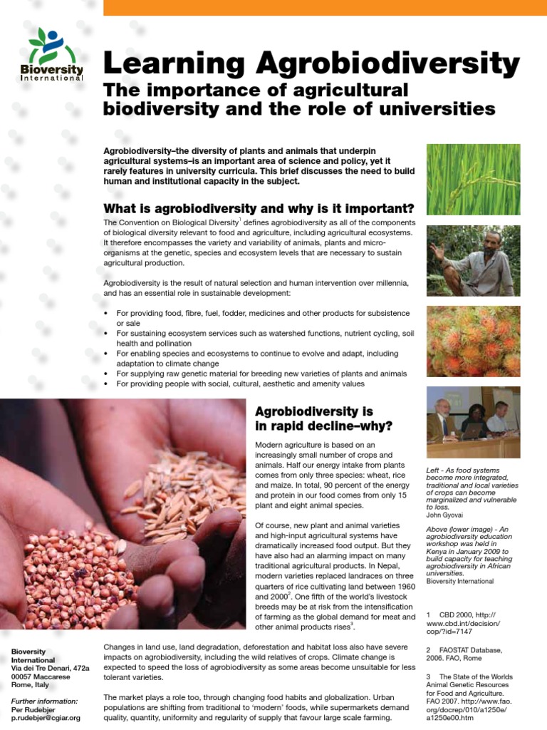 Agrobiodiversity Education in Universities | PDF | Biodiversity | Land ...