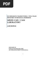 ME1355-CAD / CAM Laboratory: Lab Manual