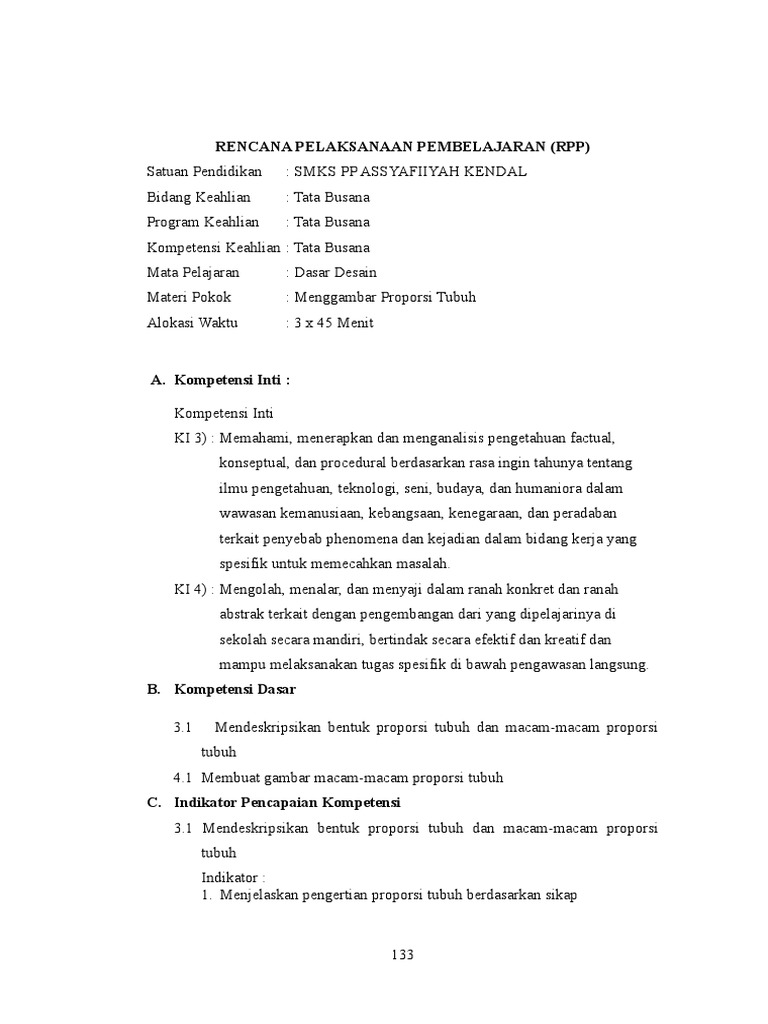 RPP Dasar Desain KD I | PDF